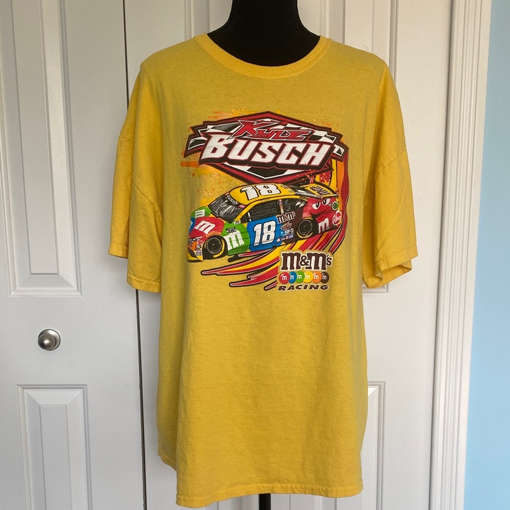 Rare Yellow Kyle Busch M&M Race Car Racing T-Shirt XXL Graphic Tee